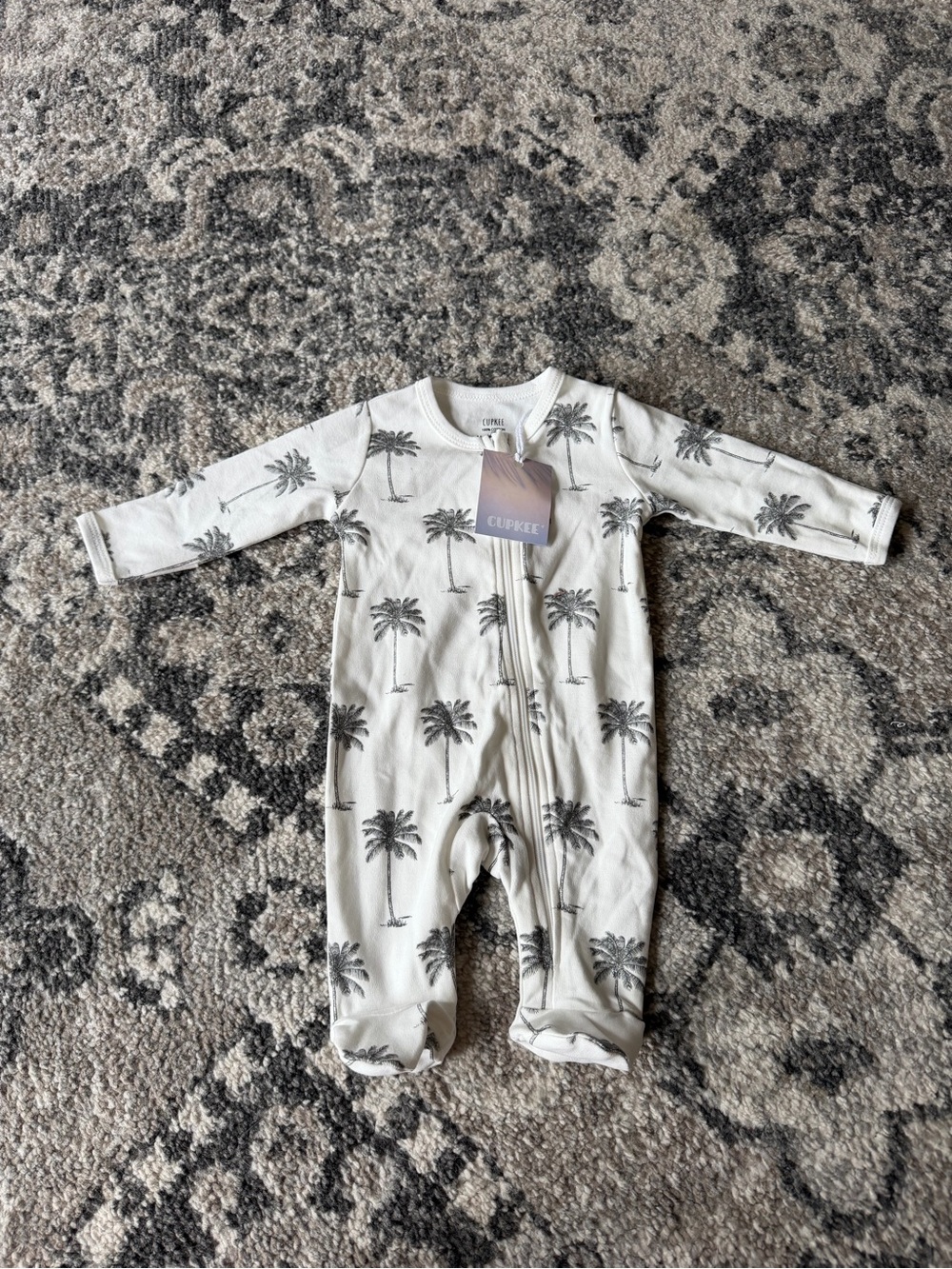 NWT Palm Tree Print Cream Baby One-Piece